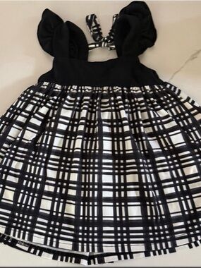 Girls Black & White Plaid Sundress